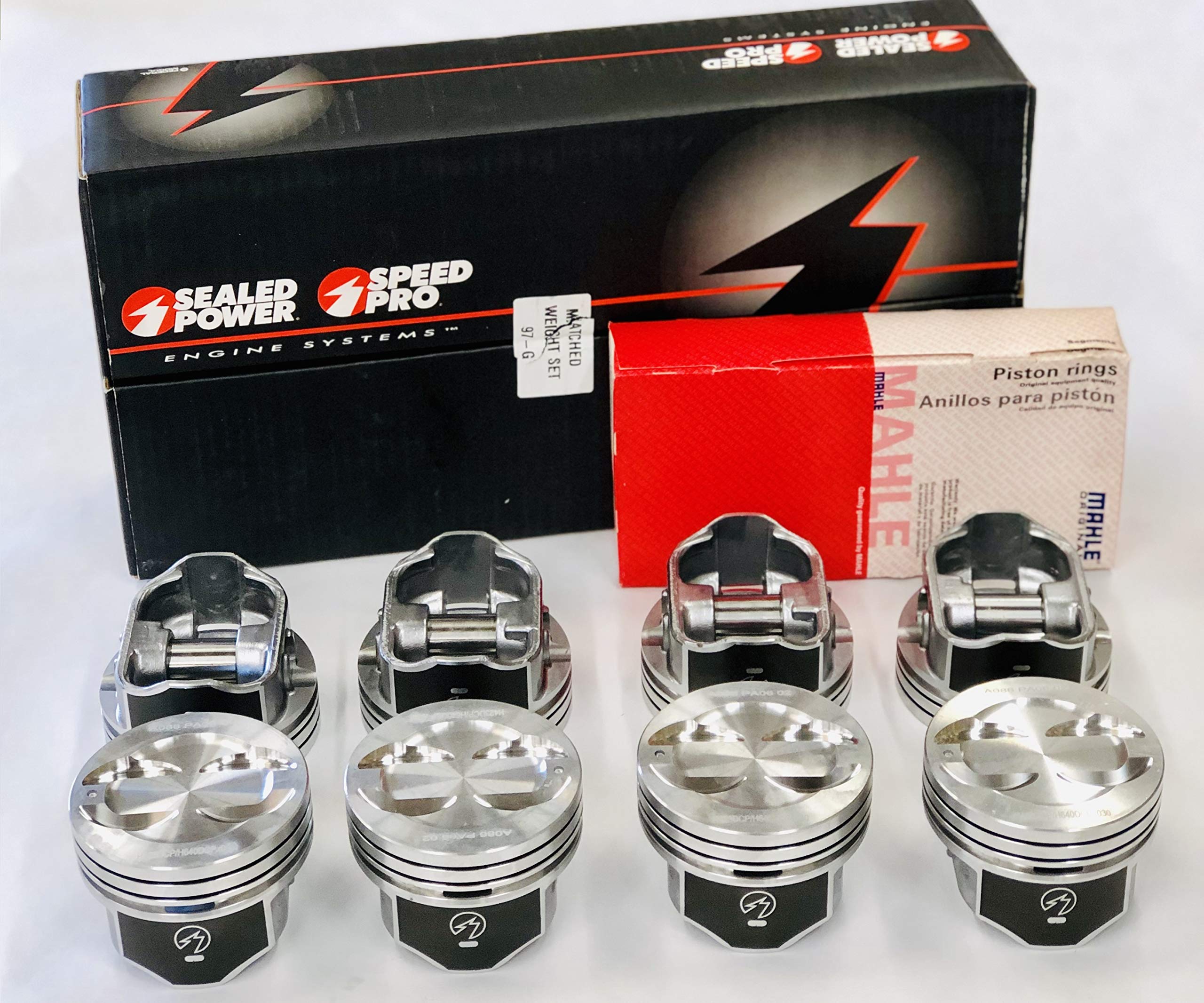 Chevy 350 5.7L Hypereutectic Coated Skirt Dish Pistons & Moly Ring Set - .020 Oversize (4.020