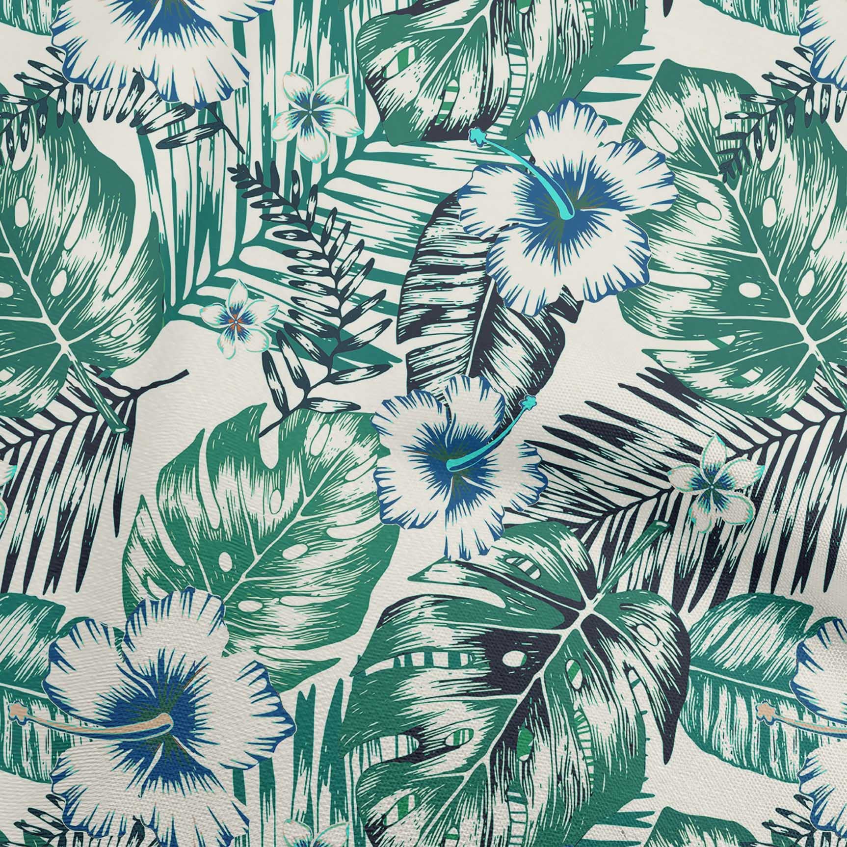 oneOone Cotton Flex Green Floral & Leaves Printed Fabric by The Yard - 40 Inch Wide DIY Sewing Material for Dresses, Quilts & Home Decor