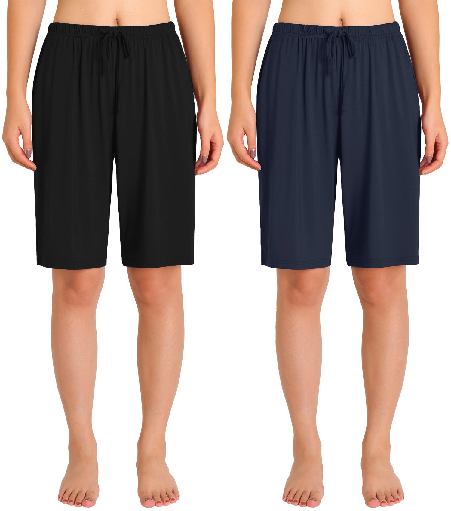 Women's Bamboo Viscose Pajama Shorts - Soft & Breathable Knee-Length Sleep Shorts for Summer Nights & Lounge Wear