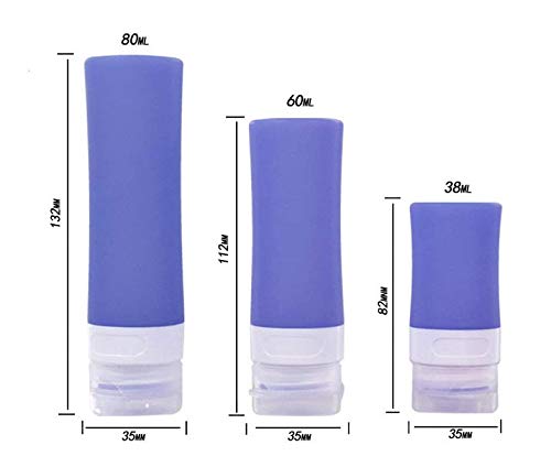 3PCS Leakproof Silicone Travel Bottles (80ml) - Empty Refillable Squeeze Tubes with Flip Top Cap for Shampoo, Lotion & Toiletries | TSA Approved for Airplane Carry-on | Perfect for Gym, Vacation & Daily Use