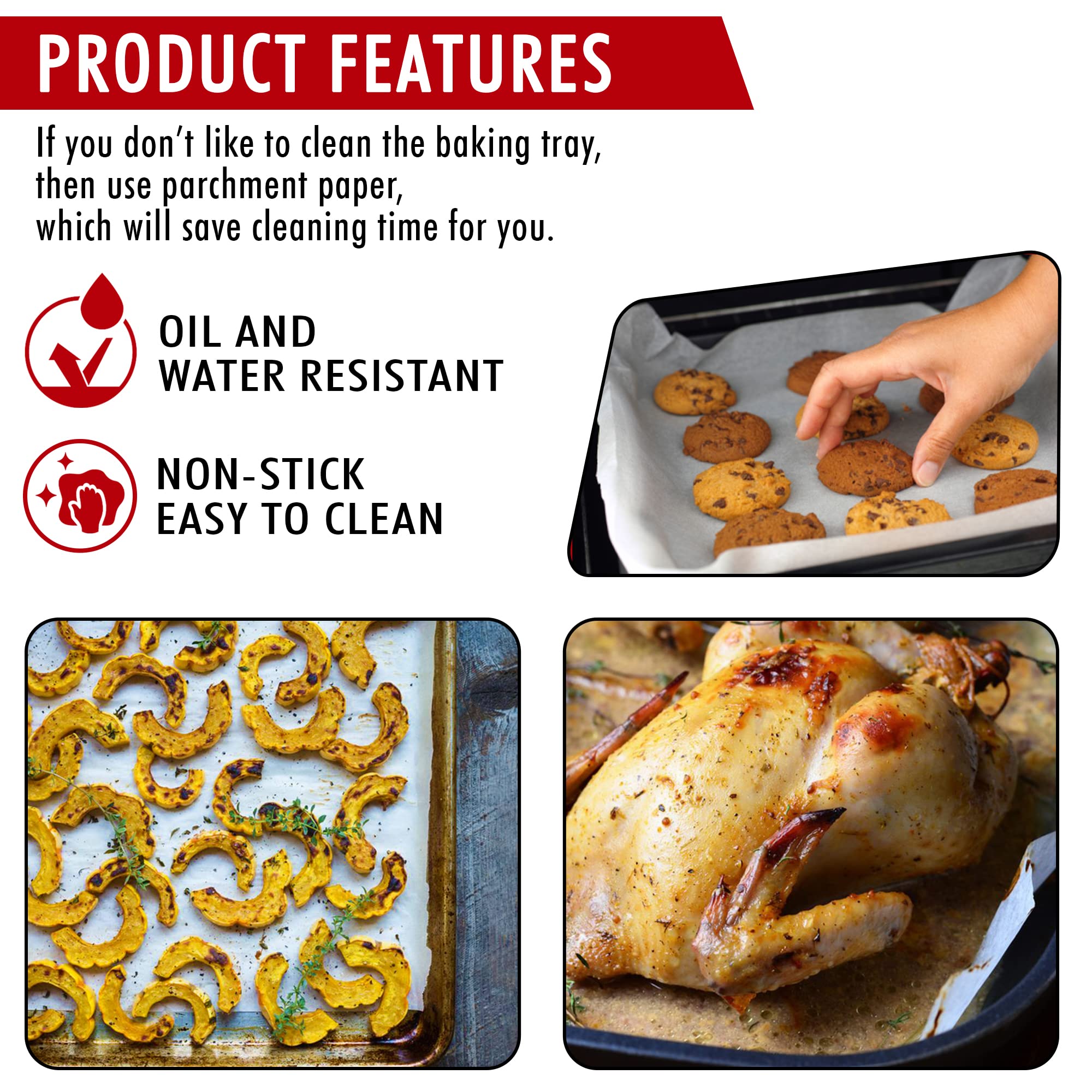 Non-Stick White Parchment Paper Sheets for Baking, Grilling, Cooking & Air Fryer - Premium Oven Safe Baking Paper for Cookies, Cakes, Roasting & Meal Prep - Perfect for Home Bakers & Professional Chefs
