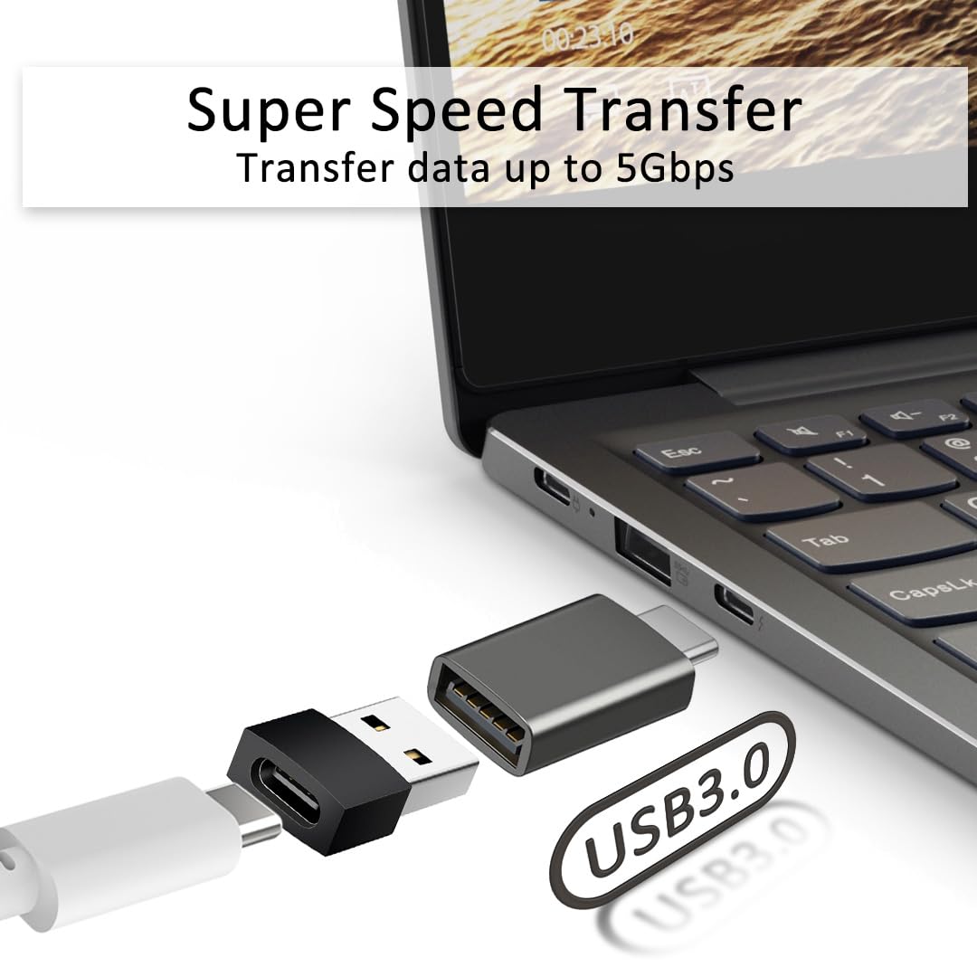 USB C to USB & USB A to USB C Adapter MixPack 4pcs - High-Speed Data Transfer, USB-C Male to USB 3.0 Female Adapter for MacBook, iPad, Samsung Galaxy, iPhone 15 - Perfect for Travel, Office & Charging Multiple Devices