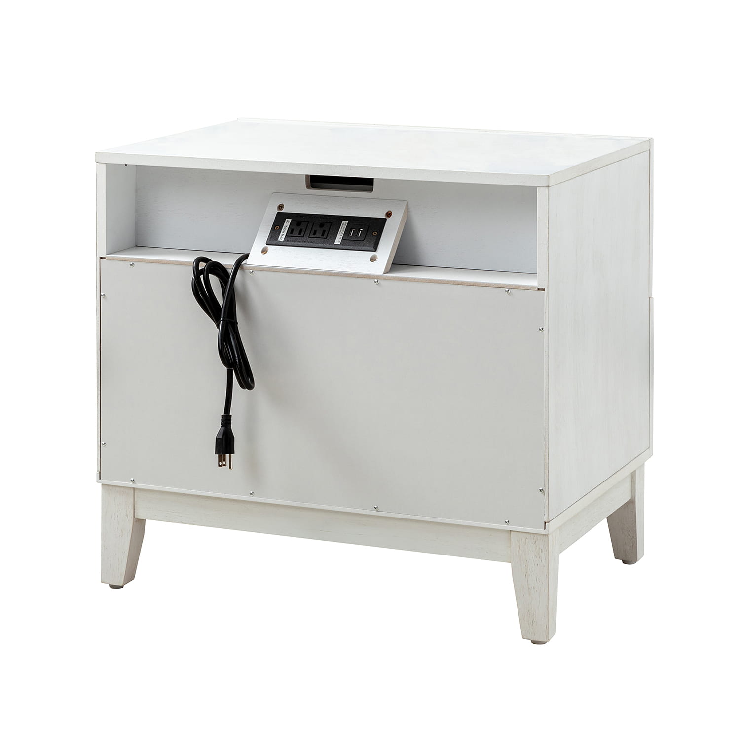 2-Drawer Nightstand with Built-in USB Outlets - Modern Bedside Table for Charging Devices, Perfect for Bedroom, Living Room, or Office