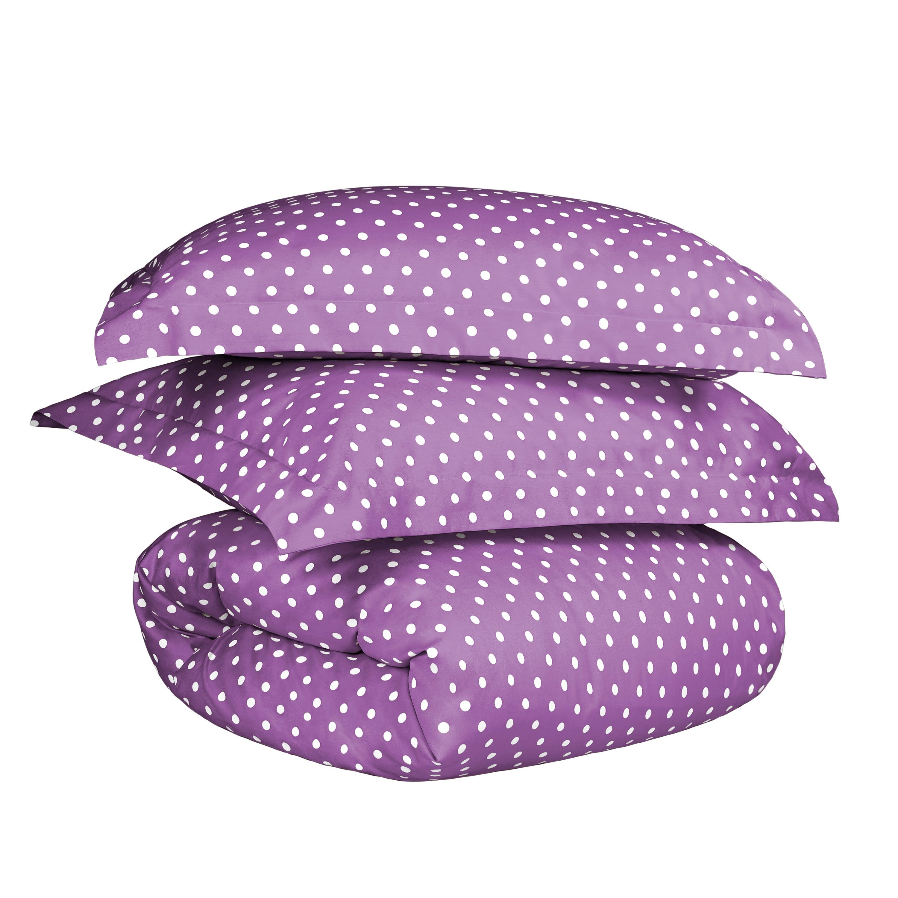 Premium 600 Thread Count Cotton Blend Polka Dot Duvet Cover Set - Soft & Breathable Bedding for Cozy Nights - Perfect for Master Bedroom, Guest Room & Dorm Decor
