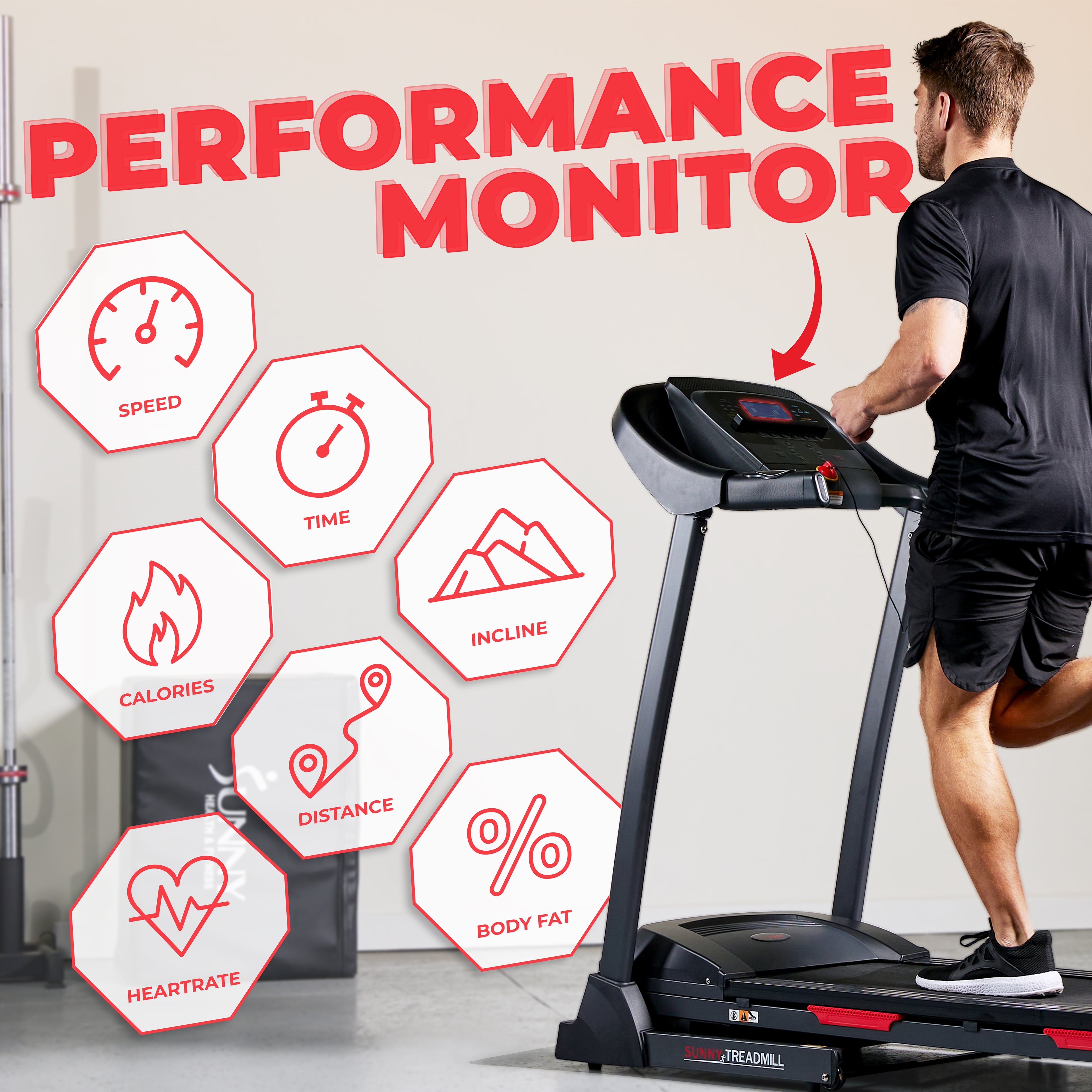 Premium Folding Auto Incline Smart Treadmill with Bluetooth - SunnyFit® App Compatible for Home Gym & Cardio Workouts