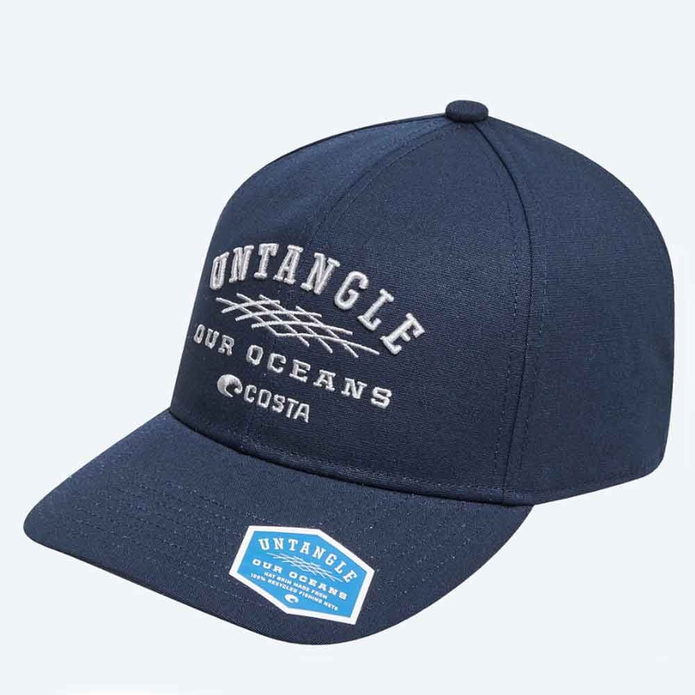 Costa Untangled Recycled Trucker Hat - Navy Blue Eco-Friendly Baseball Cap for Men & Women - Perfect for Outdoor Activities, Hiking, and Casual Wear