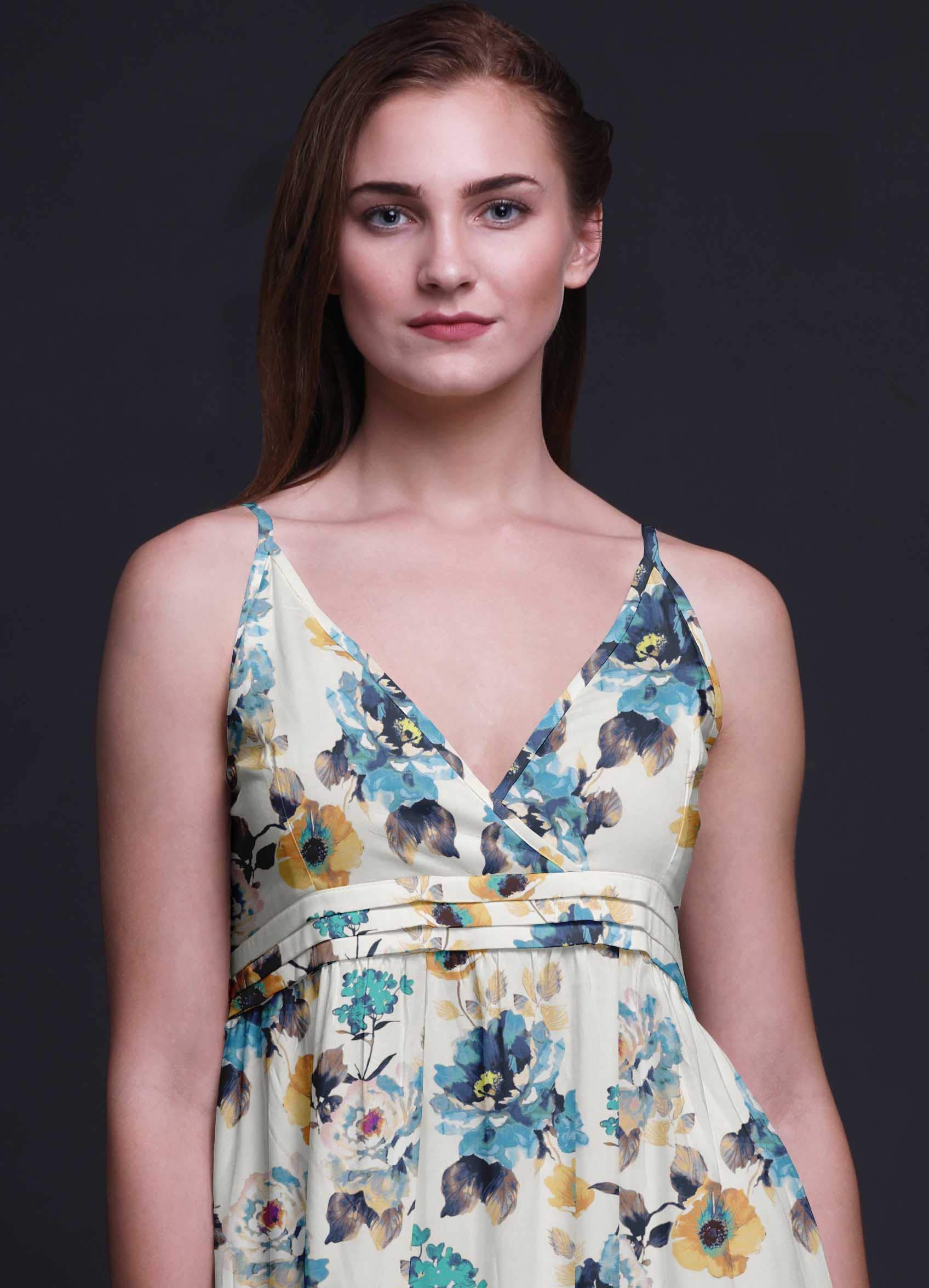 Bimba Women's Printed Sleeveless Bohemian Maxi Dress - Strappy Summer Beach Cover Up for Vacations, Pool Parties & Tropical Getaways
