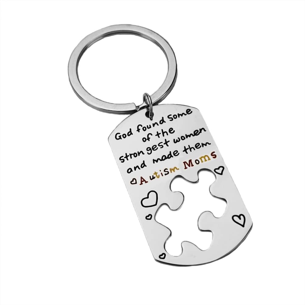 Autism Awareness Keychain for Mom - Puzzle Piece Charm Jewelry Gift for Mothers, Birthday, Christmas | Special Needs Support & Daily Encouragement