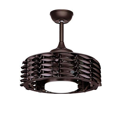 22 Inch Bladeless Reversible Ceiling Fan with Remote - 3 Color Dimmable LED Light Chandelier in Coffee Bronze for Bedroom, Living Room & Office