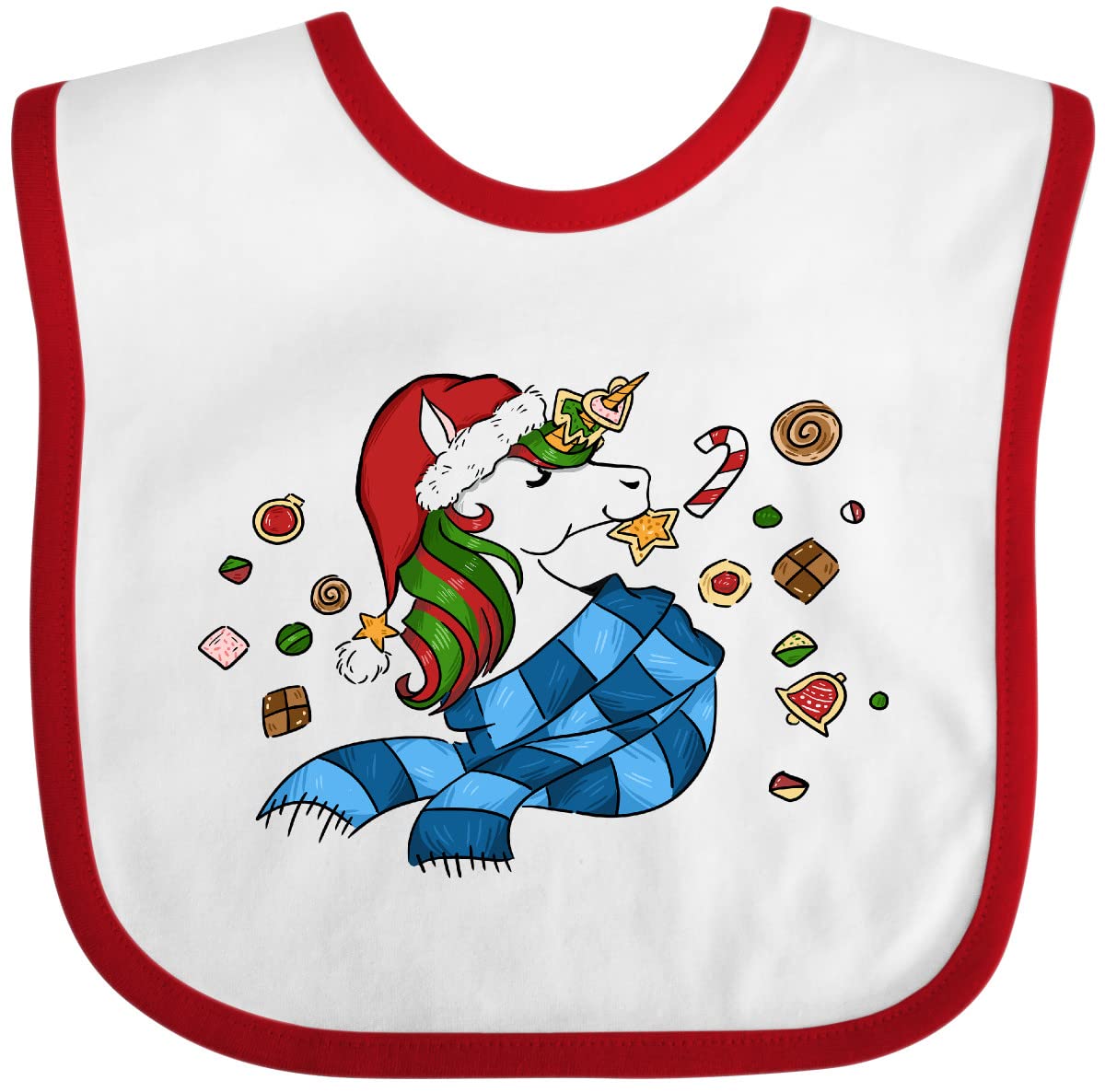 Cute Christmas Unicorn Baby Bib with Cookies for Holiday Gifting