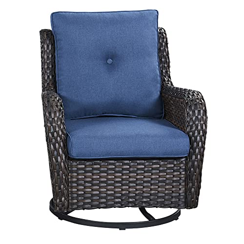 Brown Wicker / Blue Cushion