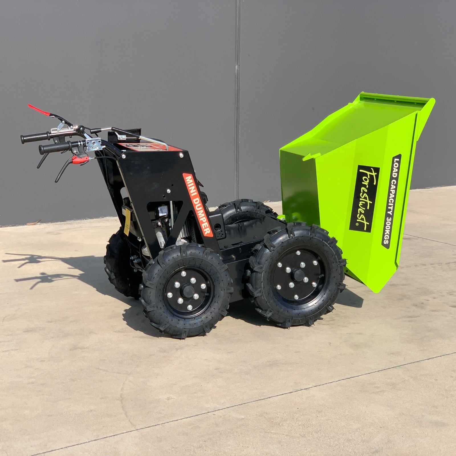 Forestwest 300KG Electric Wheelbarrow with 200CC Gas Engine - Heavy Duty Motorized Dumper Cart for Construction, Landscaping & Gardening (Model BM11077B) - Perfect for Moving Soil, Gravel & Building Materials