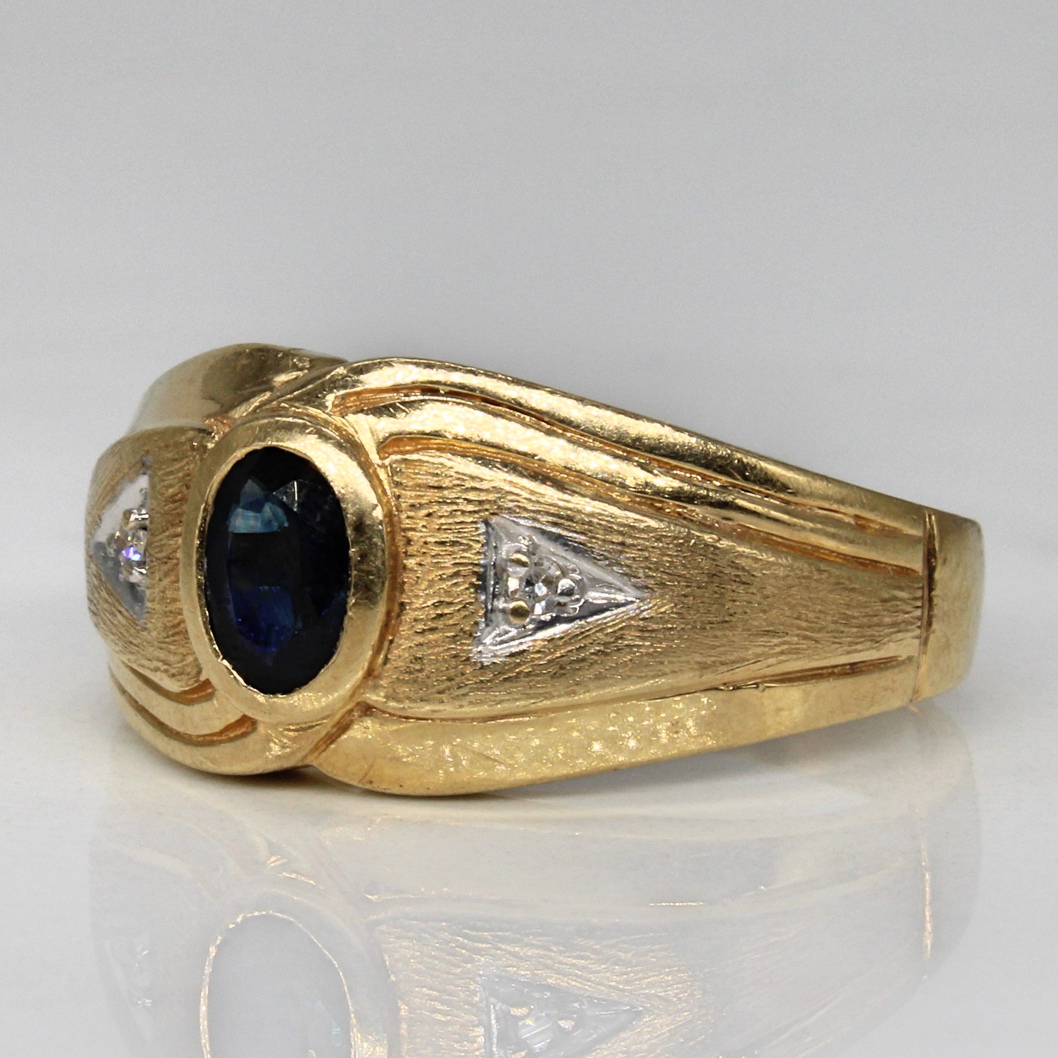 Exquisite Bezel Set Sapphire & Diamond Ring - 0.48ct Center Stone & 0.02ctw Accents - Size 9.5 - Perfect for Engagement, Anniversary & Special Occasions