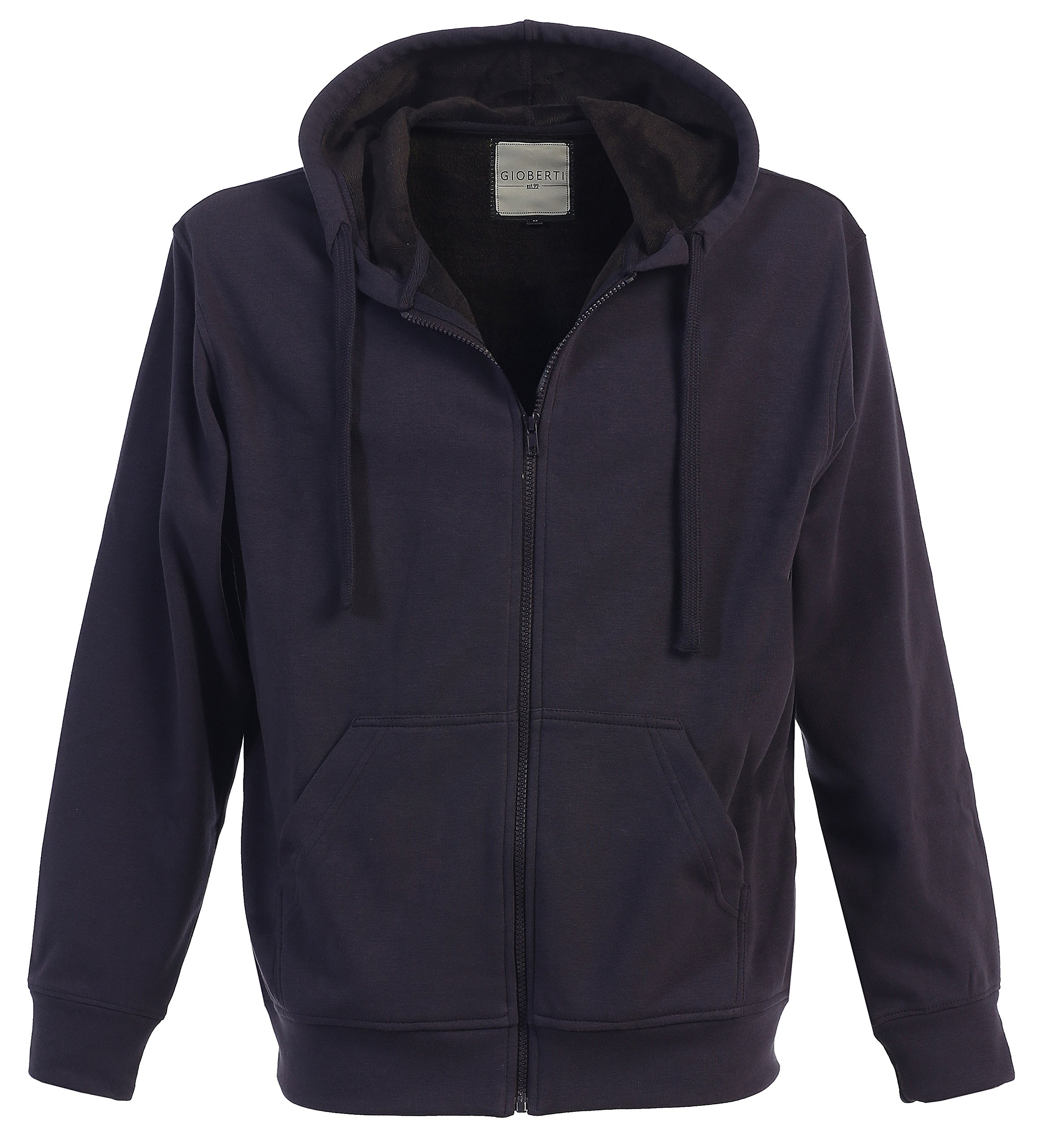 Gioberti Men's Fleece Hoodie - Velour Contrast Full Zip Up Jacket for Casual Wear & Outdoor Activities