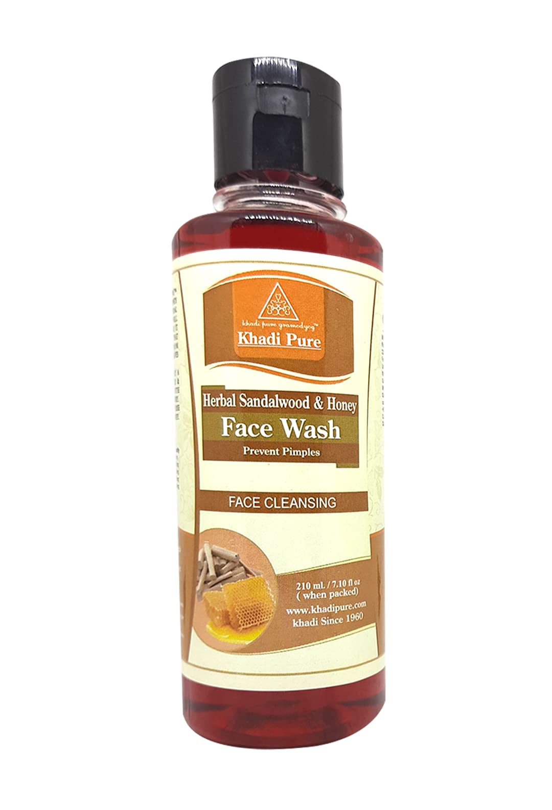 Khadi Pure Sandalwood & Honey Face Wash - Natural Scar & Blemish Reducer for Healthy Skin | All Skin Types | 210ml | Perfect for Daily Cleansing & Glowing Skin Routine