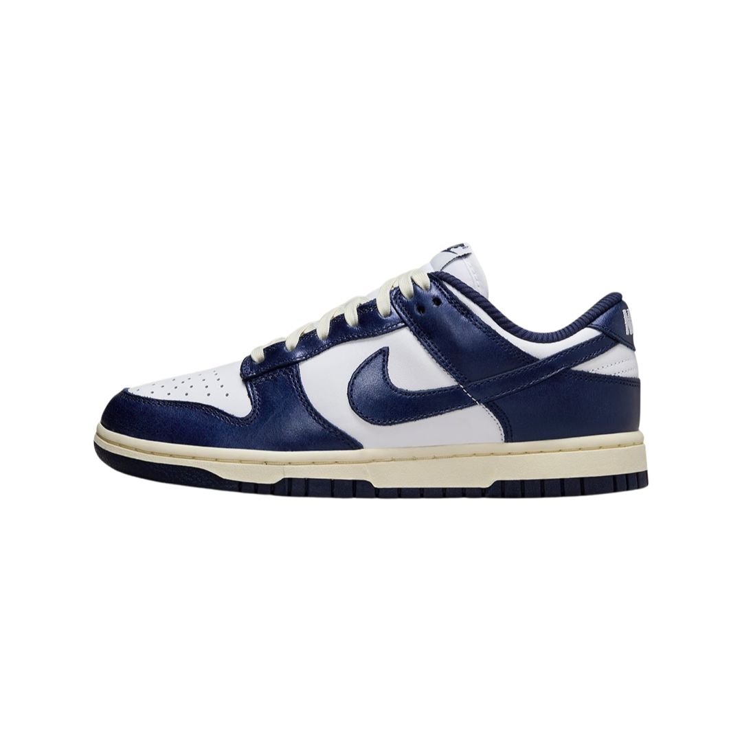 Nike Women's Dunk Low Premium Vintage Navy Sneakers - Retro Basketball Shoes for Women - Casual Streetwear & Gym Workout Fashion
