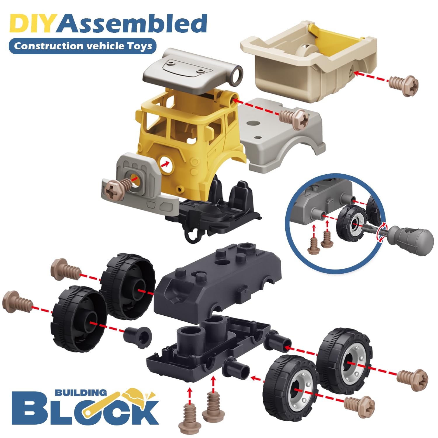 STEM Construction Toys for Kids Ages 3-7 - Educational Take Apart Excavator & Truck Building Set for Boys & Girls - Perfect for Sandbox Play, STEM Learning & Birthday/Christmas Gifts