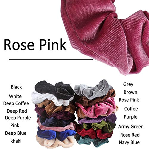 PABULUM Velvet Hair Scrunchies for Women & Girls - 12 Pack Multicolor Hair Bands for VSCO Style, School, Work & Everyday Use