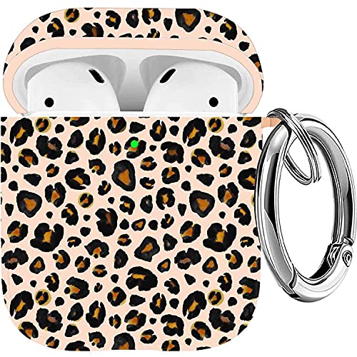 Cute Floral AirPods Case with Keychain for Girls - Protective TPU Cover for AirPods 1/2 - Leopard Print - Perfect for Travel & Daily Use