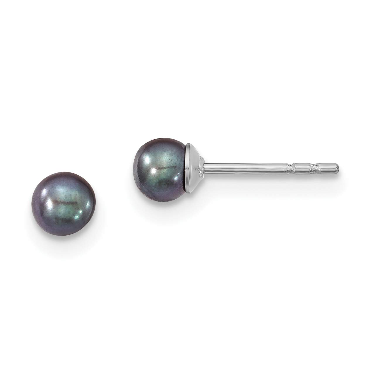 925 Sterling Silver Black Freshwater Pearl Stud Earrings for Women - 3-4mm Round Cultured Pearls, Hypoallergenic Fine Jewelry Gift for Her - Perfect for Weddings, Parties & Everyday Elegance