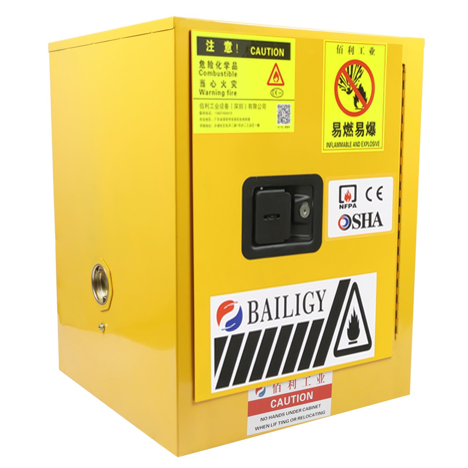 4 Gallon Yellow Flammable Safety Storage Cabinet - OSHA Compliant for Chemicals, Solvents & Liquids - Commercial, Industrial & Home Use - Perfect for Garage, Workshop & Laboratory Organization