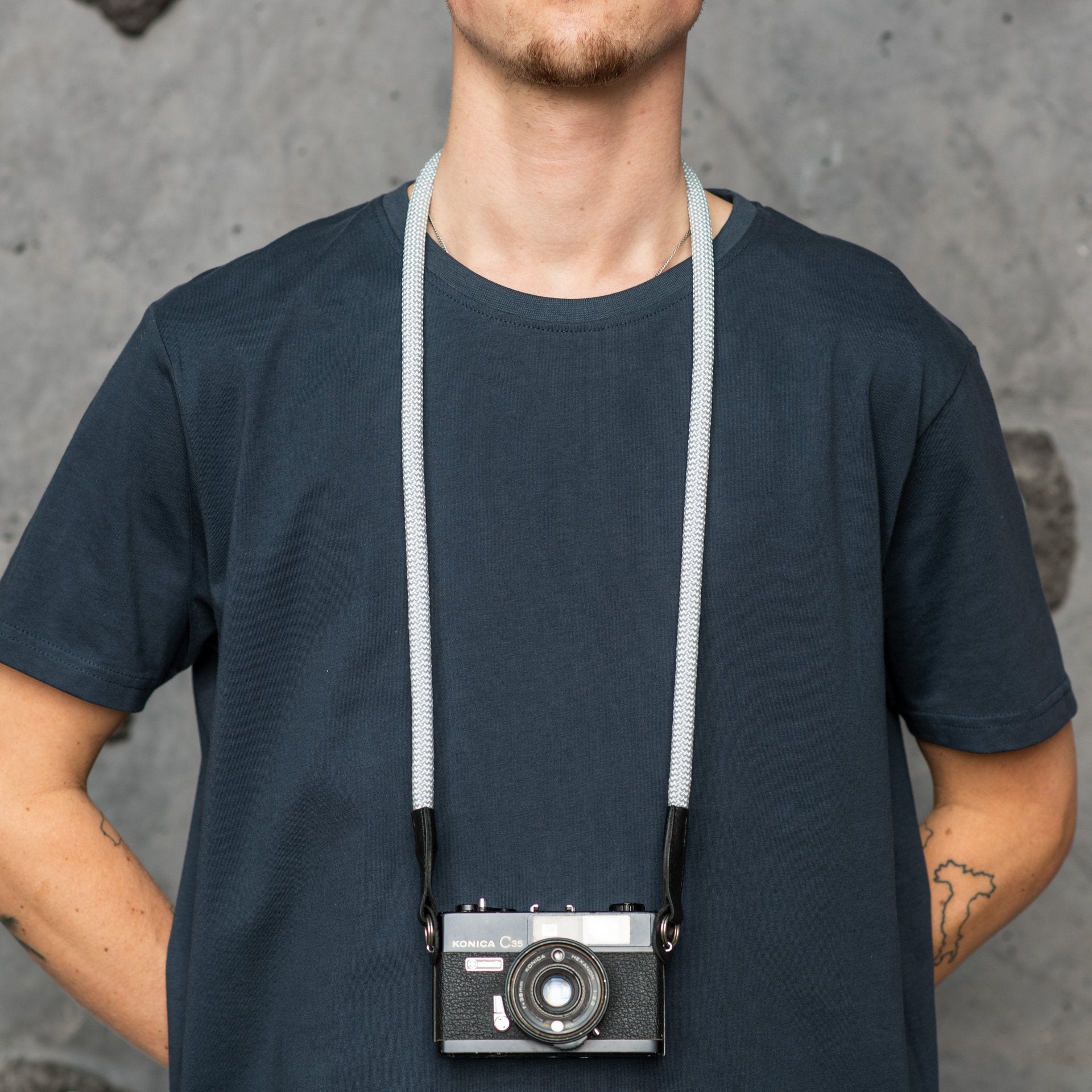 Cooph Adjustable Rope Camera Strap with Split Ring - 45.3 inch (115cm) Silver Gray for DSLR/Mirrorless Cameras - Perfect for Travel, Hiking & Photography Enthusiasts