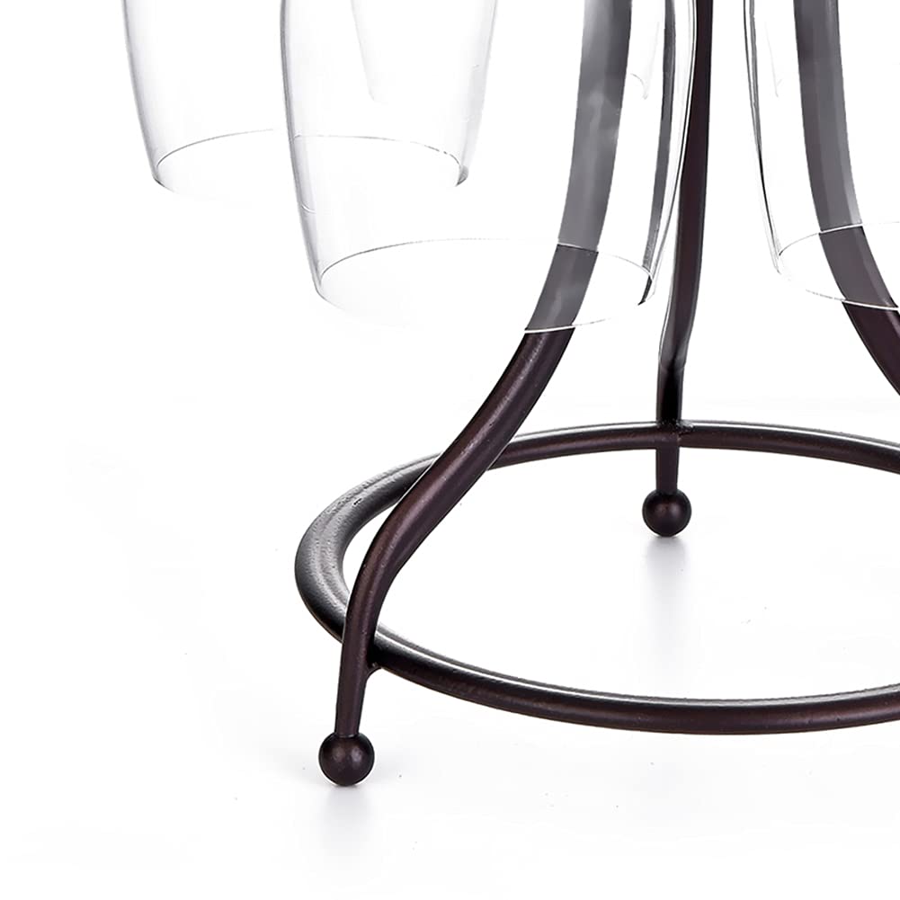 NWB Freestanding Wine Glass Rack - Retro Metal Stemware Holder for Kitchen, Bar & Home Decor - Tabletop Organizer Display Storage (Holds 6 Glasses) - Perfect for Wine Tasting Parties & Small Space Organization