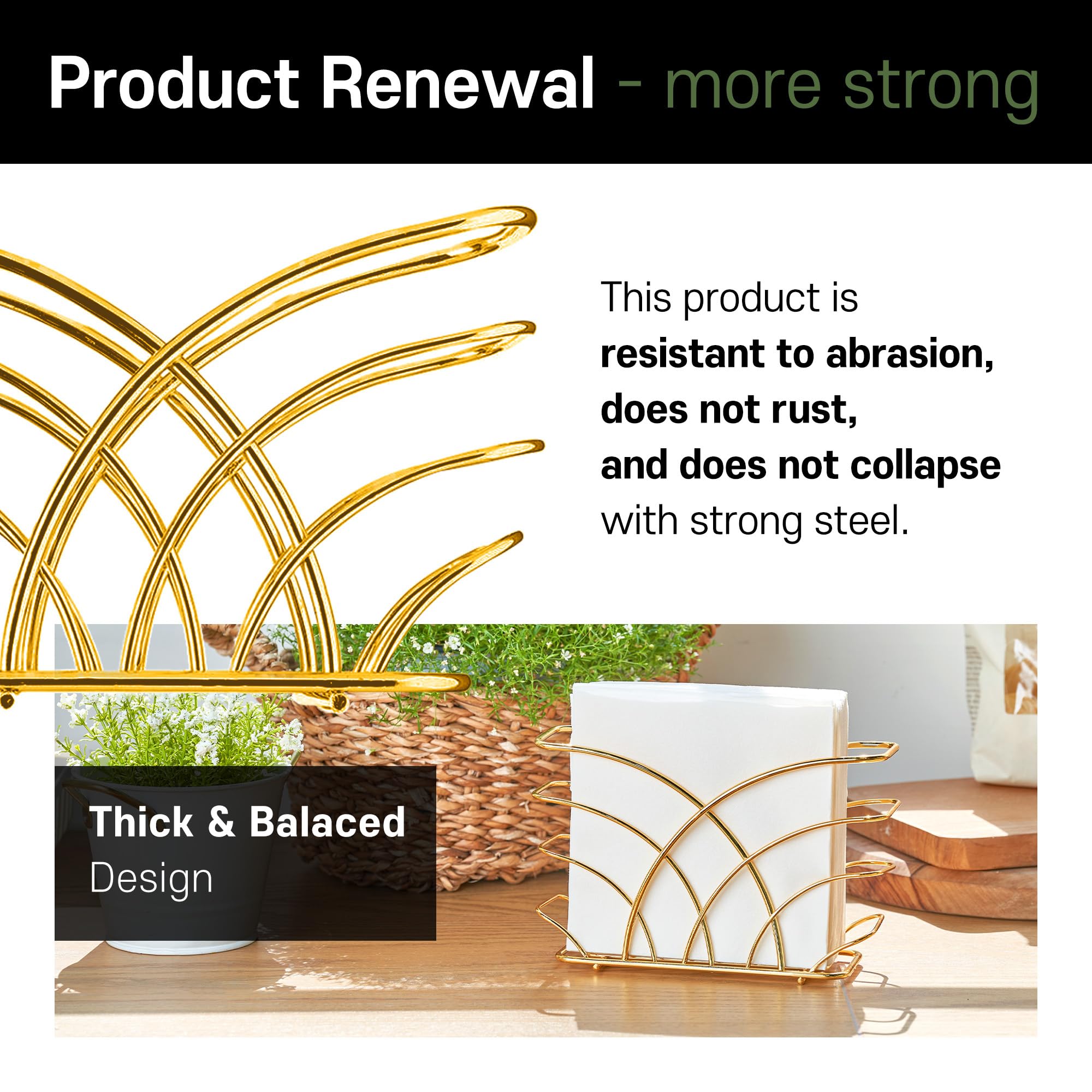Luxurious Gold Metal Napkin Holder for Dining Table - Elegant Kitchen & Home Decor Accessories | Perfect for Modern Dining Room, Wedding Table Settings & Holiday Decorations
