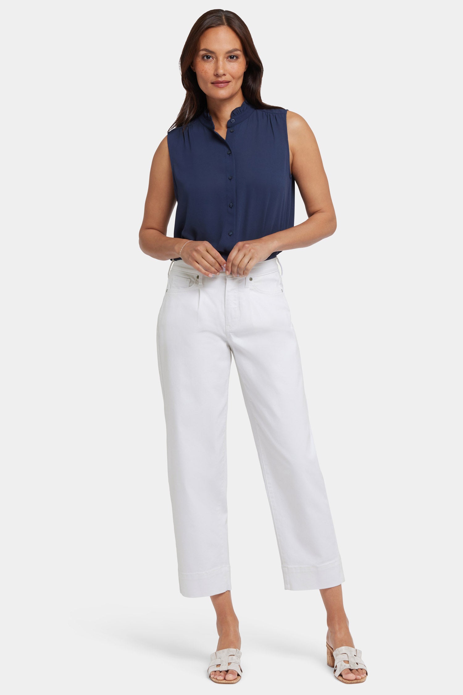 Stylish Balloon Ankle Jeans for Women - Trendy High Waist Wide Leg Denim Pants in Optic White | Perfect for Casual Outfits, Streetwear Fashion & Everyday Wear