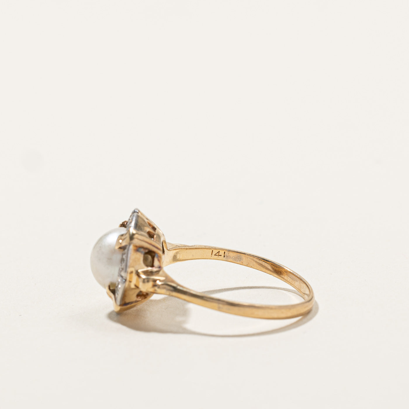 0.12ctw Pearl & Diamond Cocktail Ring for Women - Size 8 | Elegant Party Jewelry for Evening Events, Weddings & Special Occasions