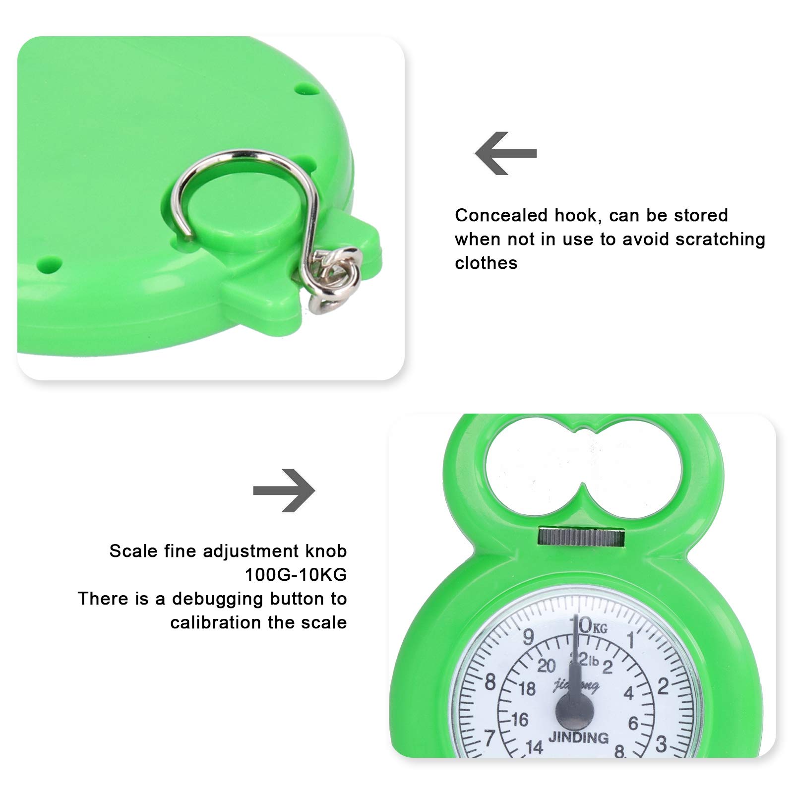 10kg/22lbs Portable Hanging Scale - Dual Scale Mini Mechanical Spring Weighing Device for Grocery Shopping, Travel & Fishing (Green) | Perfect for Farmers Market, Camping Trips and Outdoor Adventures