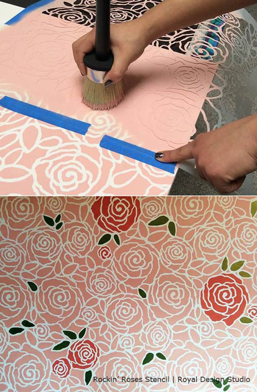 Rockin' Roses Damask Wall Stencil - Reusable DIY Painting Template for Home Decor, Bedroom & Nursery Accent Walls - Perfect for Wall Art, Furniture Upcycling and Craft Projects