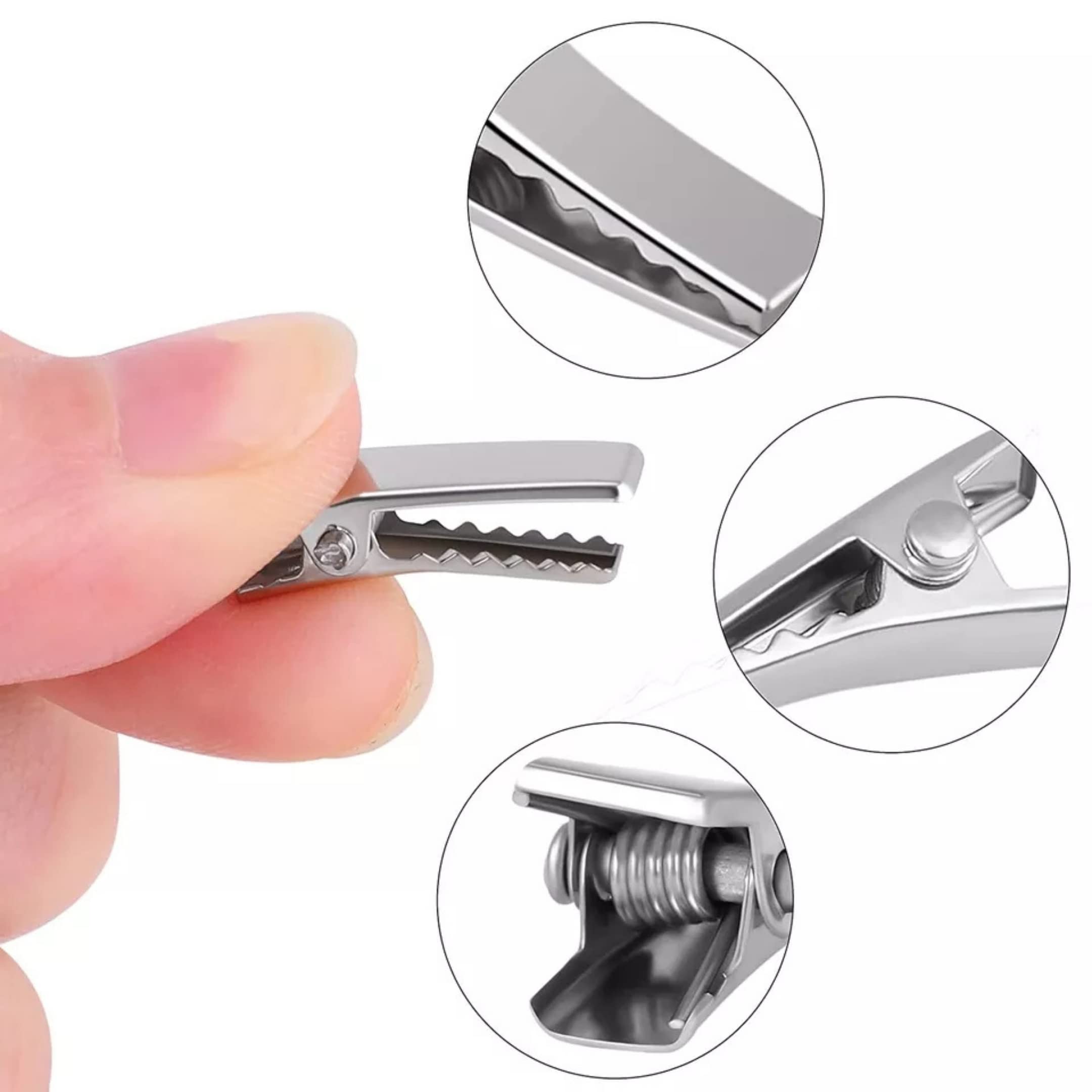 RAWAT® 100pcs 3cm Small Silver Metal Alligator Hair Clips - Strong Single Prong Hairpins for DIY Hair Bows, Kids & Women's Hair Accessories (30mm) - Perfect for Parties, Weddings & Daily Styling
