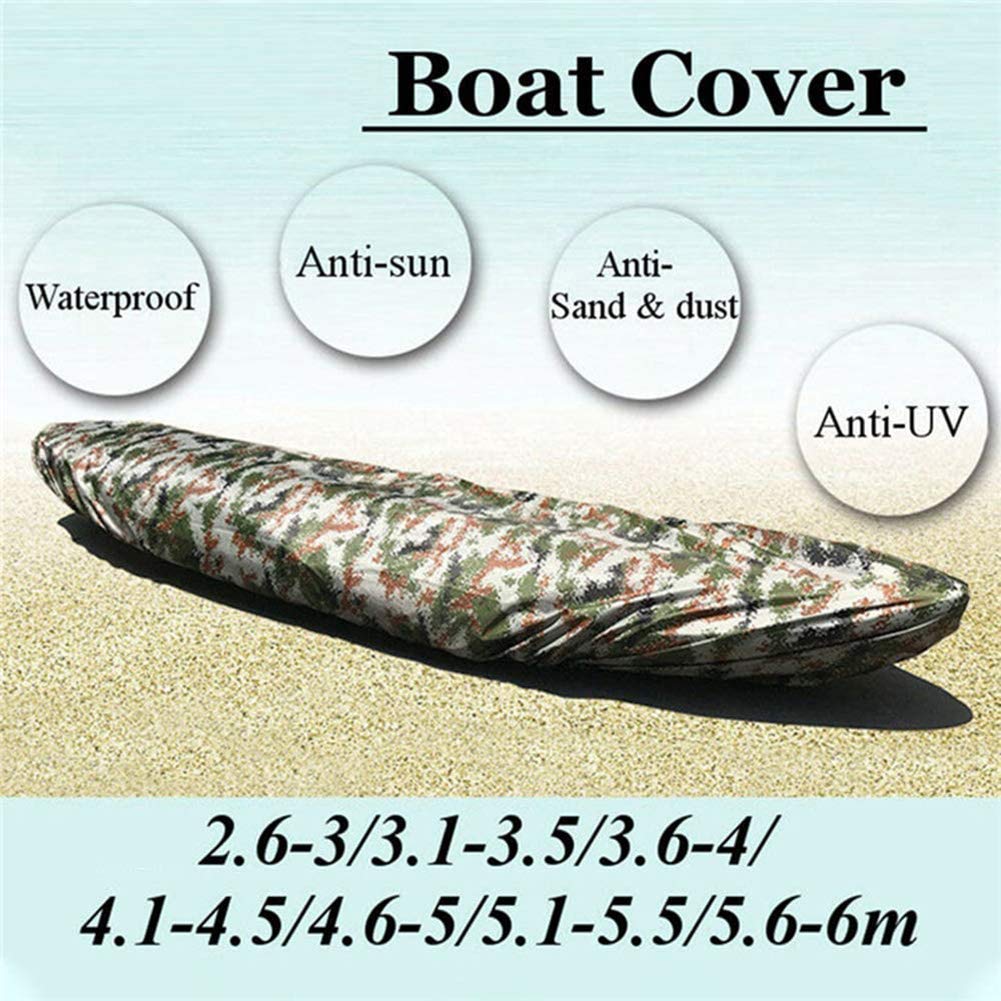 **Universal Camouflage Kayak Cover - Waterproof, UV-Resistant, Dustproof Storage Shield for Fishing Boats, Kayaks & Canoes (8 Sizes, 4.65 oz) - Outdoor Gear for Kayaking, Fishing, Camping & RV Travel - Protect Marine Equipment from Sun, Rain & Dust**