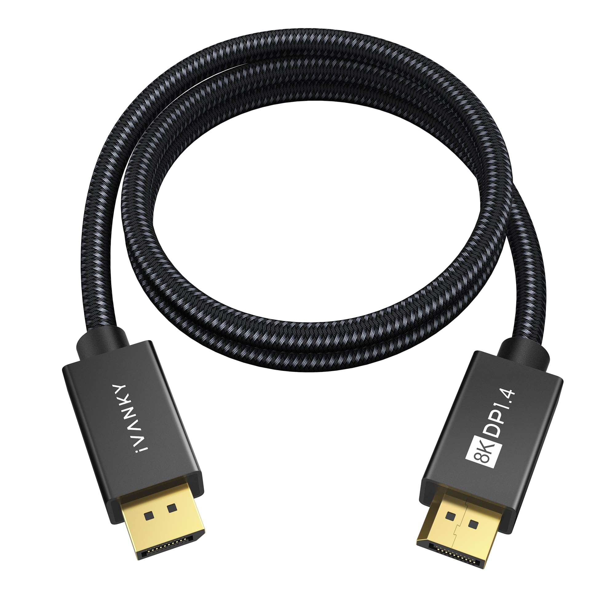 IVANKY 8K DisplayPort Cable 1.4 - 3ft Short DP Cable [8K@60Hz, 4K@144Hz, 1080P@240Hz] with HBR3, 32.4Gbps, HDCP 2.2 & HDR - Compatible with Gaming Monitors, TVs, PCs, Laptops & NVIDIA RTX 3090 - Perfect for High-Resolution Gaming, Video Editing & Home Theater Setup