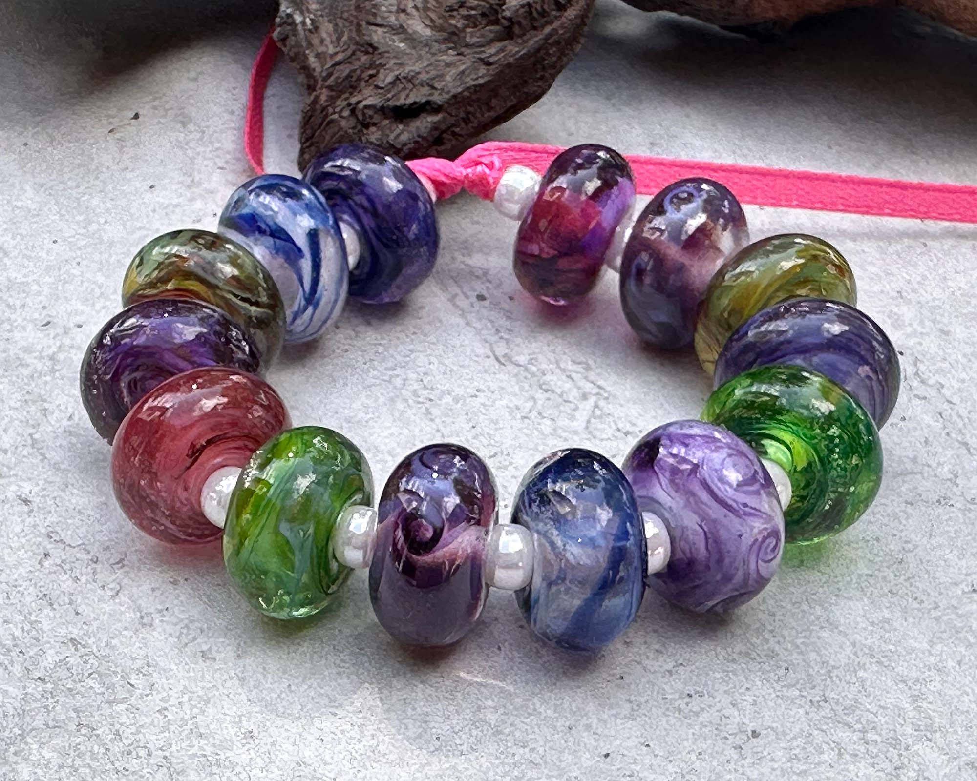 13 Colorful Swirls Lampwork Glass Beads Set for Jewelry Making - DIY Bracelet, Necklace & Craft Projects (SRA Certified) | Perfect for Beaders, Artists & Gift Ideas