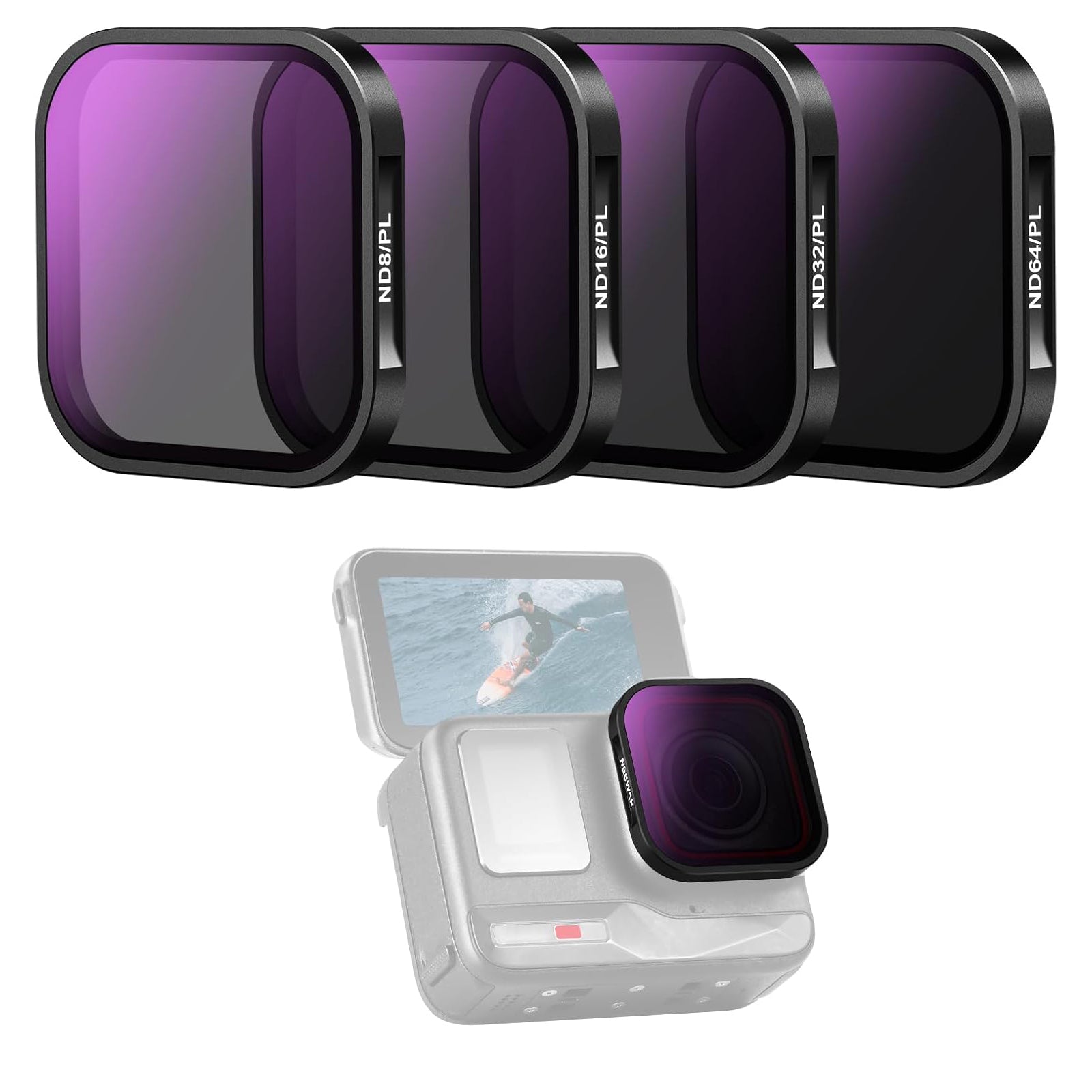 NEEWER FL 85 4-Pack ND/PL Filter Kit for Insta360 ACE Pro Camera - Perfect for Vlogging, Travel & Action Photography