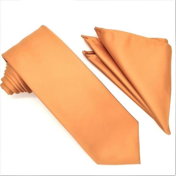 Premium Cotton Melon Tie and Pocket Square Set for Men - Elegant Necktie & Hanky Combo for Weddings, Business, and Formal Events