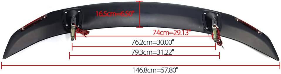 Universal 2 Post ABS Matte Black Spoiler Wing with LED Turn Signal Light - 57.5