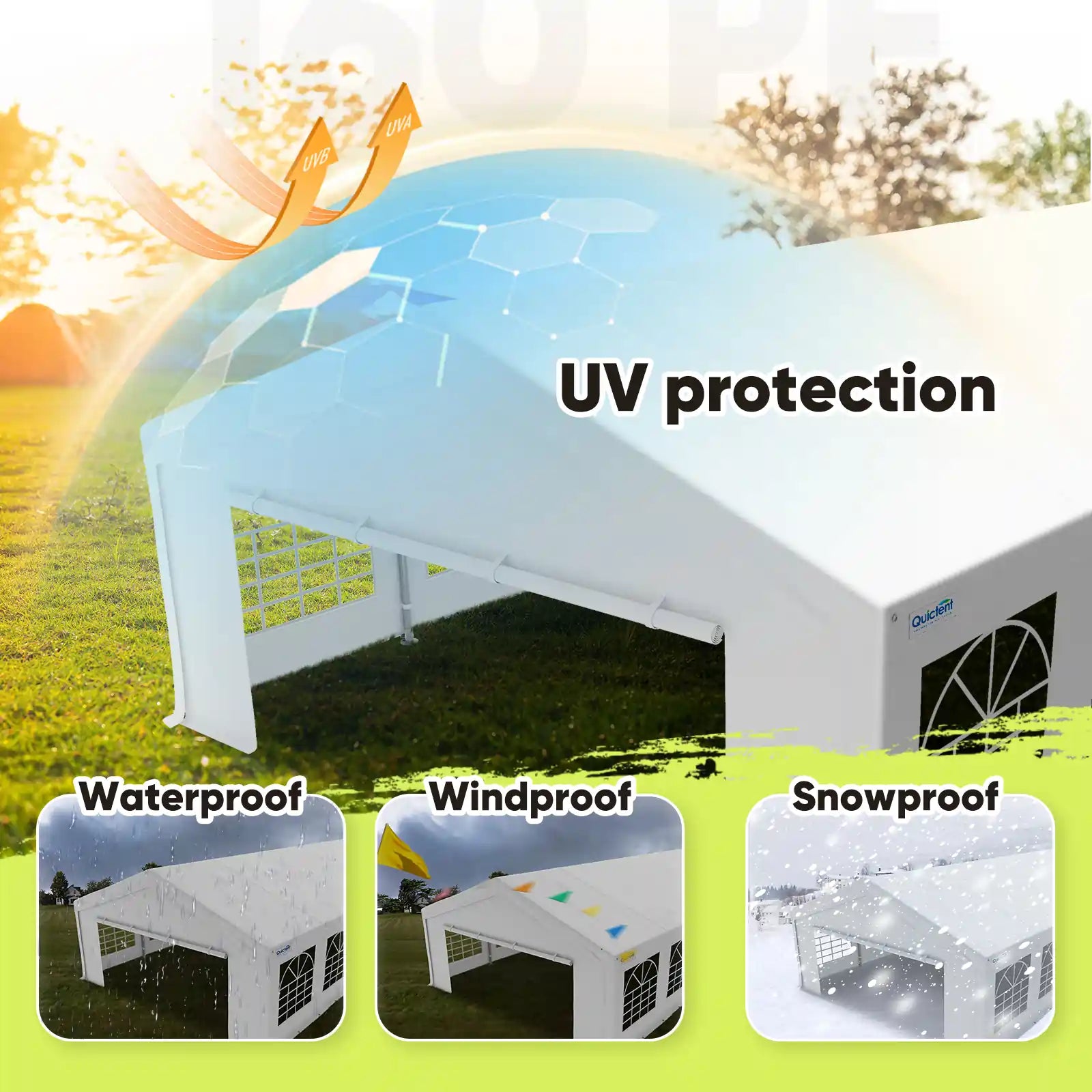 10' x 30' White Party Tent - Waterproof Outdoor Canopy for Weddings, Picnics & Backyard Events - Heavy Duty Frame with UV Protection
