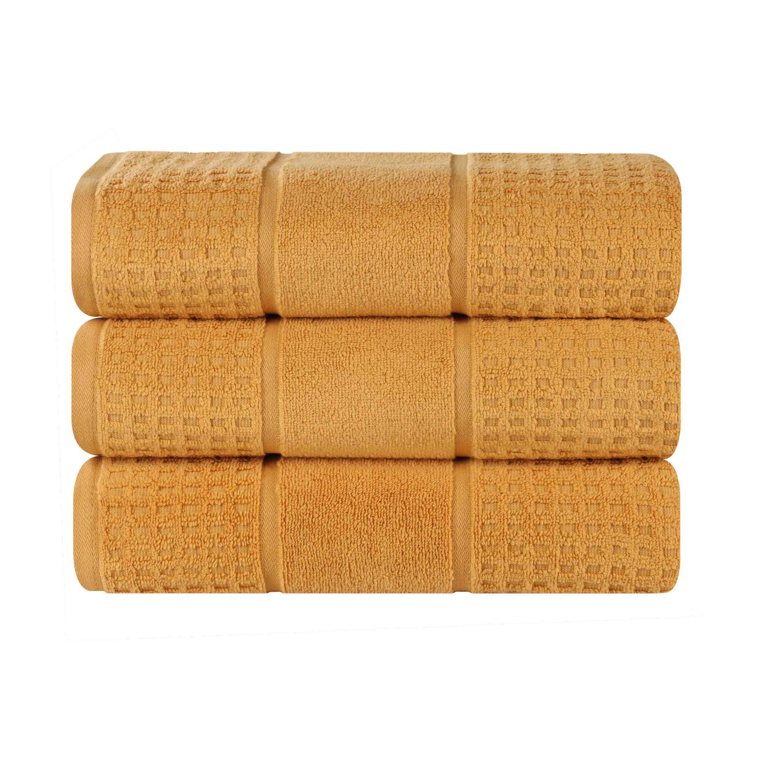 Premium Zero Twist Cotton Waffle Bath Towels - Ultra Soft & Absorbent Honeycomb Weave - Set of 3 for Spa, Bathroom & Beach Use