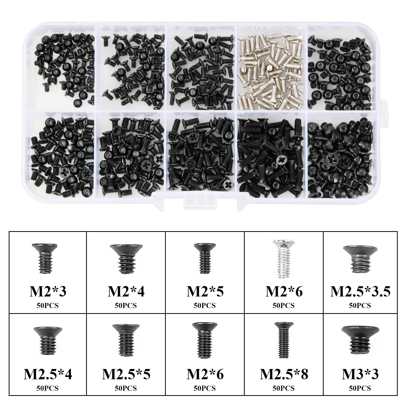 Homirty 500 Pcs Computer Screw Set - PC Motherboard Standoffs, Hard Drive & Laptop Screws Kit for Computer Repair & Upgrades | Perfect for DIY PC Builds, Case Modifications & Hardware Maintenance