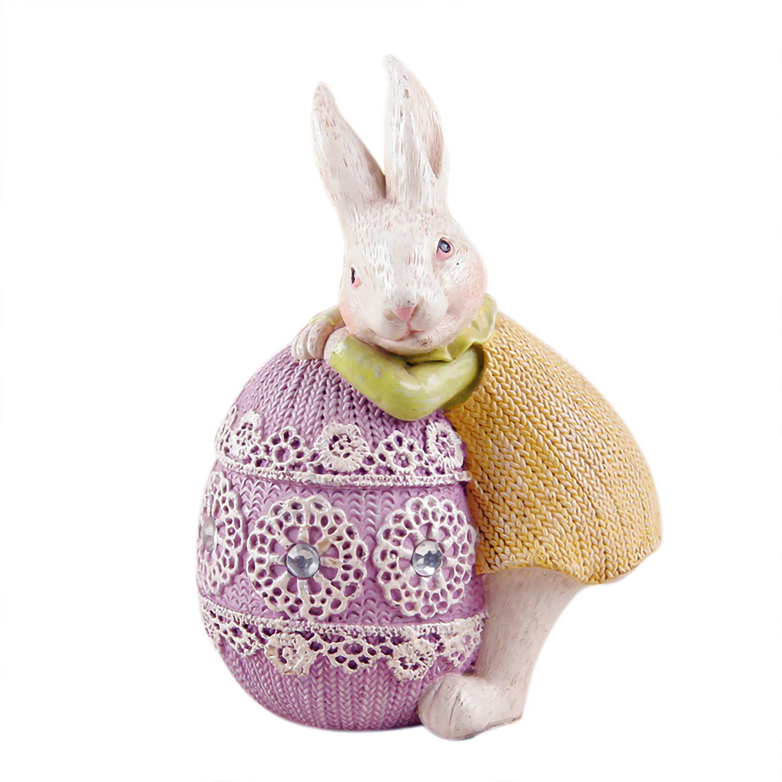 Ellymi Vintage Rustic Country Bunny Figurine - Cute Rabbit Statue for Easter Decor, Children's Room & Desktop | Spring Home Decoration, Easter Gift Idea for Bedroom & Nursery