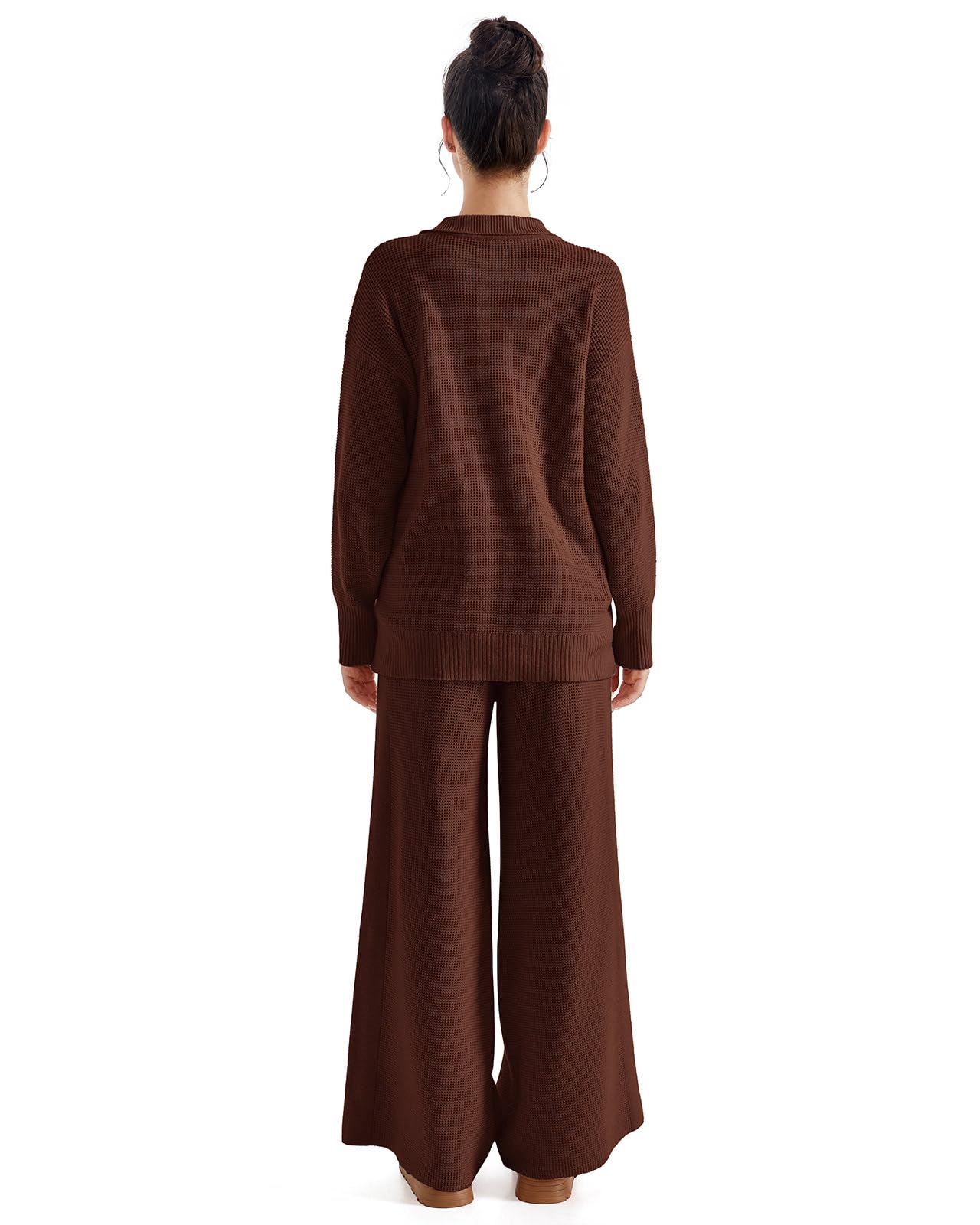 SUUKSESS Women's 2-Piece Fall Outfits - Soft Waffle Knit Sweater & Lounge Pants Matching Set | Cozy Autumn Loungewear for Home, Casual Wear & Coffee Dates