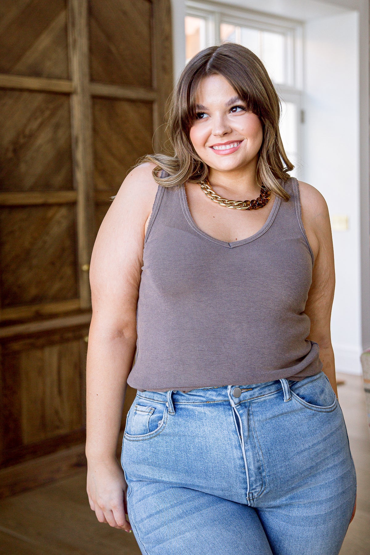Stay Easy Tank Top in Bronze - Comfortable & Stylish Women's Casual Wear for Everyday Outfits, Yoga, and Lounge