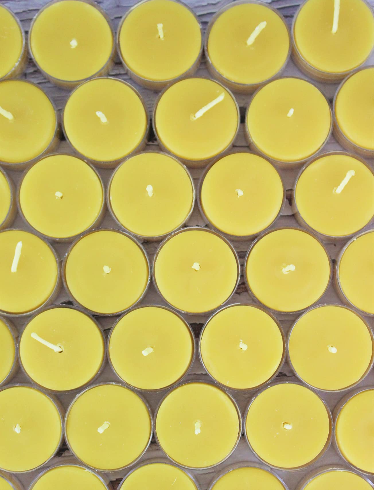 100% Pure Natural Beeswax Tealight Candles - Handmade in USA, Bulk Pack of 100 Unscented Tealights for Wedding Centerpieces, Party Decor, Romantic Dinners & Home Aromatherapy (Refill Candles Without Cups)