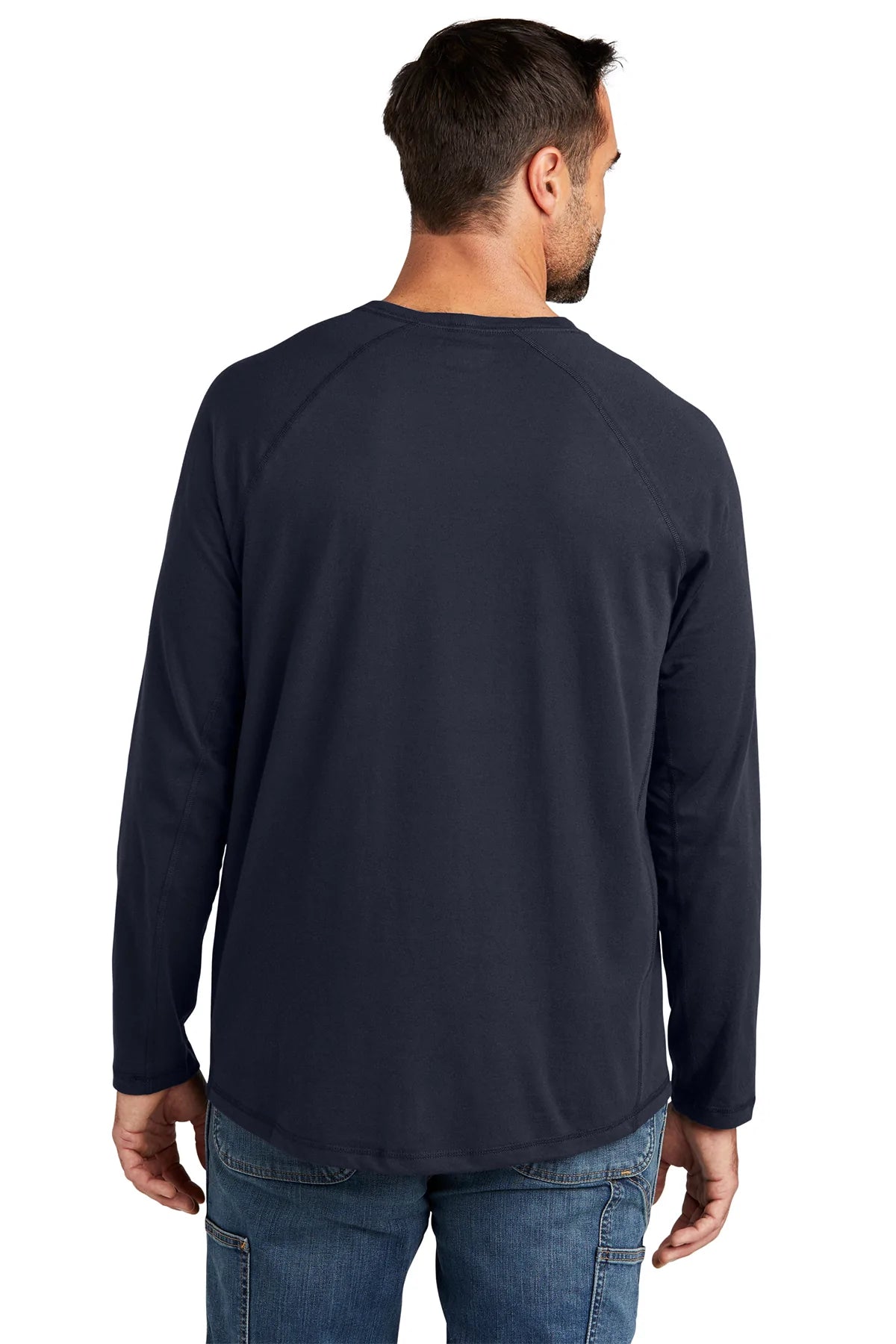 Carhartt Men's Long Sleeve Pocket T-Shirt - Comfortable Workwear with Custom Pockets - Navy Blue - Perfect for Construction, Outdoor Work and Casual Wear