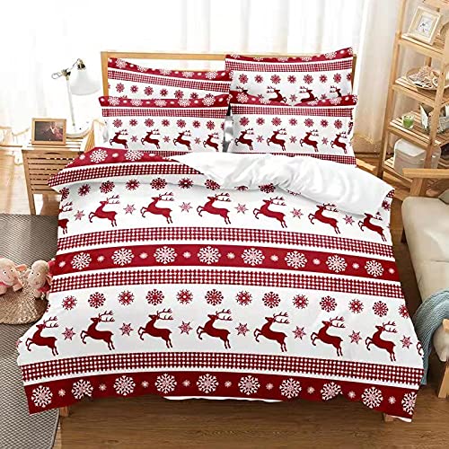 King Size Christmas Duvet Cover Set - Holiday Reindeer Snowflake Printed Bedding with Zipper Closure - 102x90 Inch Festive Bedding for Xmas Decor & Gift - Perfect for Winter Bedroom Decorations and Seasonal Home Styling