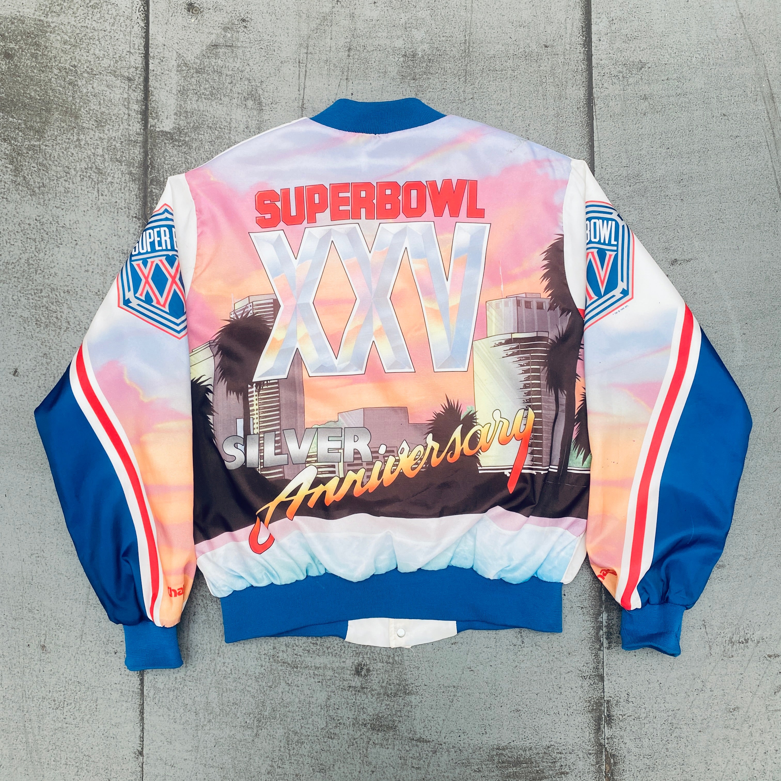 New York Giants 1989 Chalk Line Super Bowl XXV Vintage Bomber Jacket XL - NFL Fanimation Collectible for Game Day & Sports Memorabilia Display