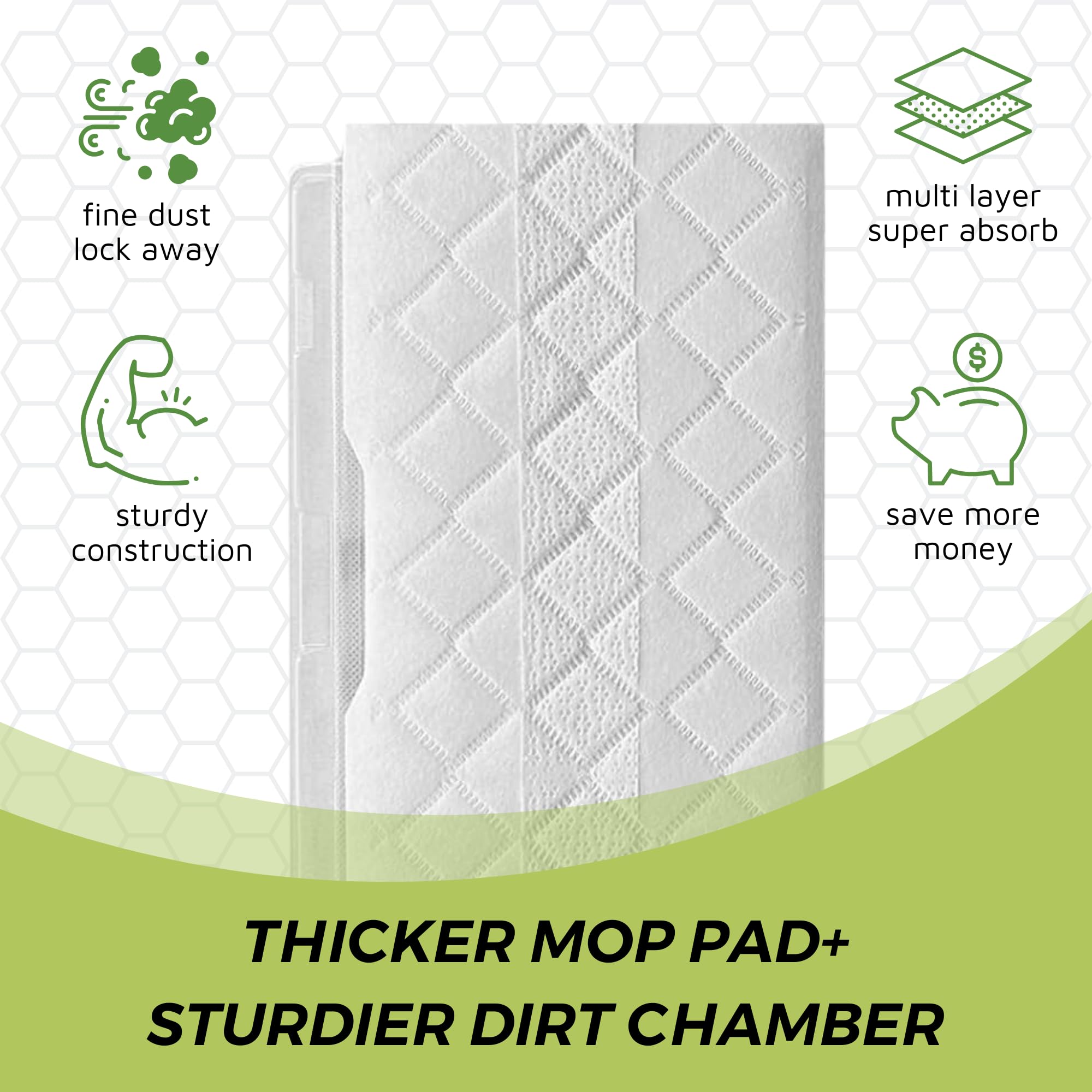 12 Pack Thicker VACMOP Replacement Pads for Shark VM252 VM200 VM190 VM250 VM251 Vacuum Mop | Disposable Hard Floor Cleaning Pads | Perfect for Tile, Wood & Laminate Floors